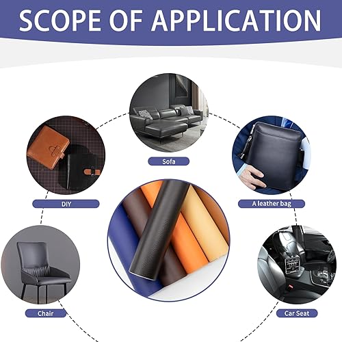 Miniatura 6 de Parche autoadhesivo de reparación de cuero, kit de reparación de vinilo y cuero, parches grandes de 17 x 79 pulgadas, para sofás, asientos de