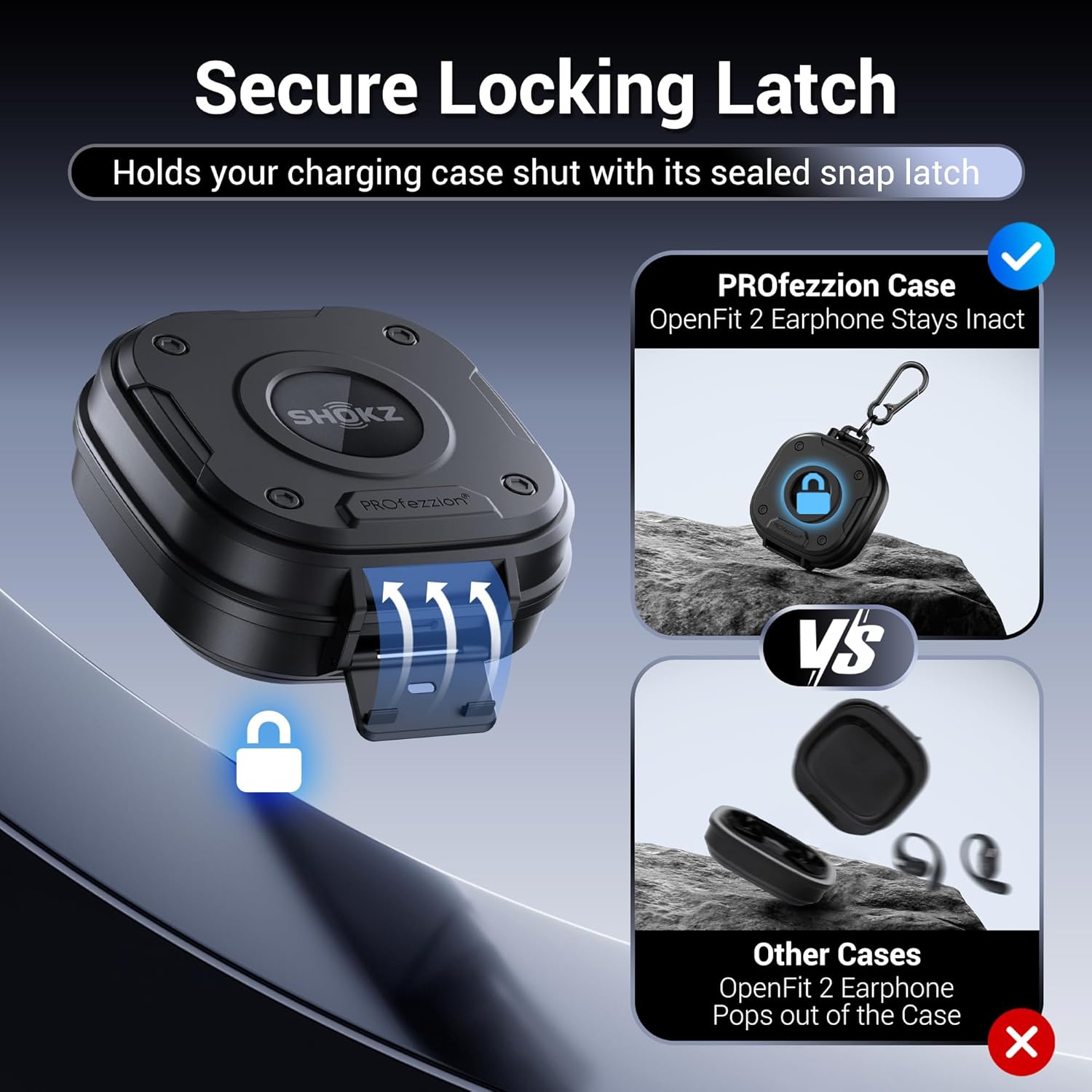 PROfezzion for Shokz OpenFit 2 Case Cover, Heavy Duty Hard Shell Case with Full Coverage and Secure Locking Latch for Shokz OpenFit 2 Open-Ear Headphones (Not for The OpenFit 2+, OpenFit 1, and Air) - Image 4