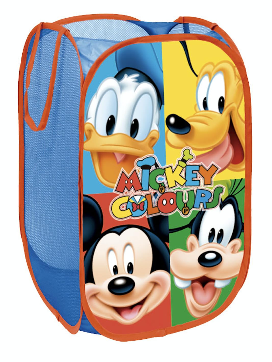 Cesto pieghevole Topolino Pluto Paperino Pippo Disney Mickey Mouse 36x36x58 cm per giocattoli vestiti bambini