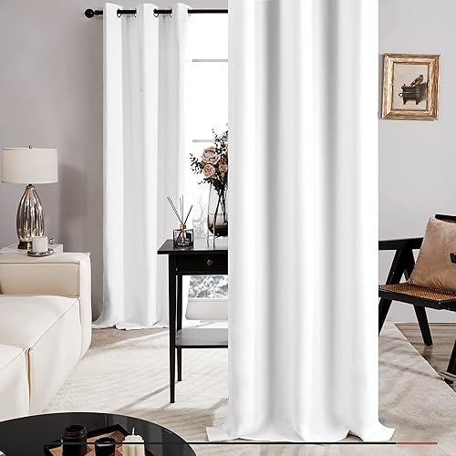 Miniatura 7 de Deconovo Cortinas opacas 100% con forro negro, cortinas con ojales aisladas térmicamente que reducen el ruido, doble capa para oscurecer la