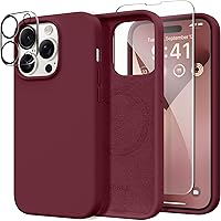 Vista 143 de GONEZ Funda de silicona para iPhone 14 Pro Max, compatible con MagSafe, con protector de pantalla + protector de lente de cámara, silicona líquida a