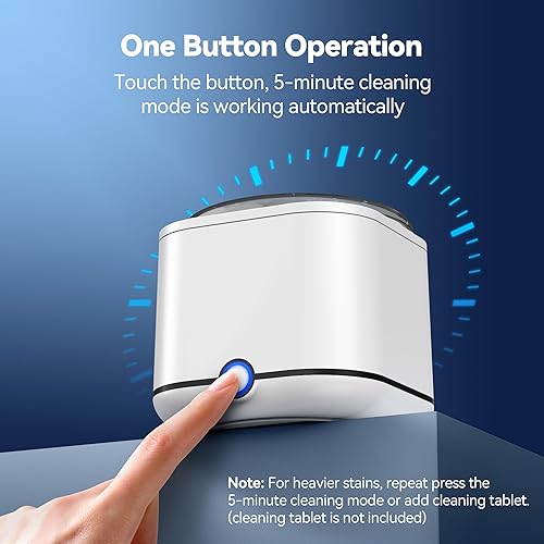 Miniatura 4 de Limpiador ultrasónico de retenedores, máquina limpiadora de retenedores de 48 kHz para dentaduras, protector bucal, frenillos, protector nocturno,
