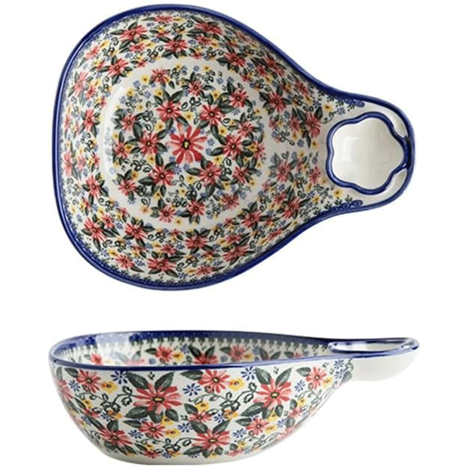 XDAWQP Creative Shape Salad Bowl 17 Ounces Ceramic Serving Bowl Suitable for Salads/Pasta/Ramen/Popcorn/Noodles，C