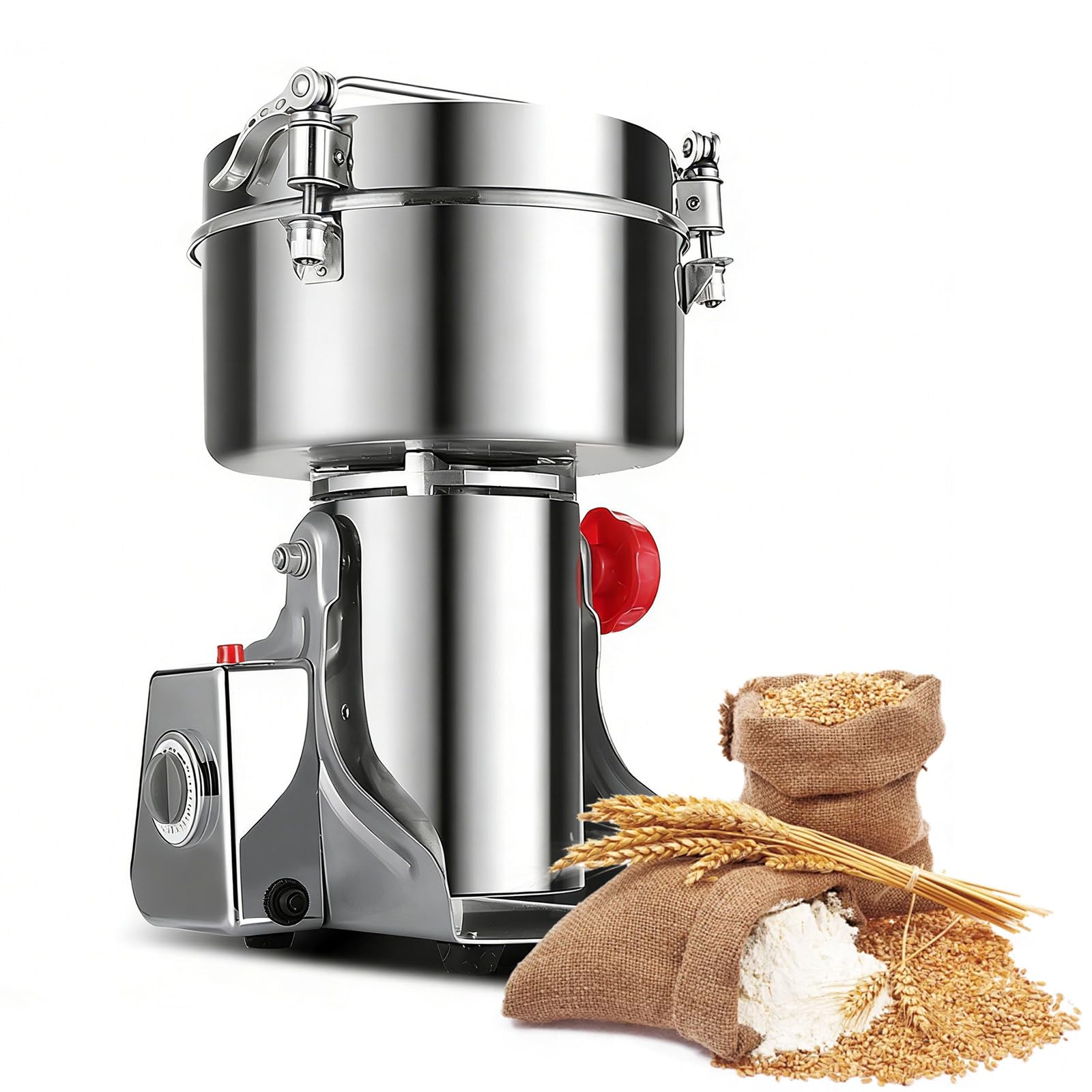 Molinillo de Especias Comercial, Gran Capacidad de 2500 g, Motor Industrial de 4500 W, Disco de Cuchillas de Acero Inoxidable de Seis Hojas, Apto para Pimienta, Sal, té, café, Soja, azúcar