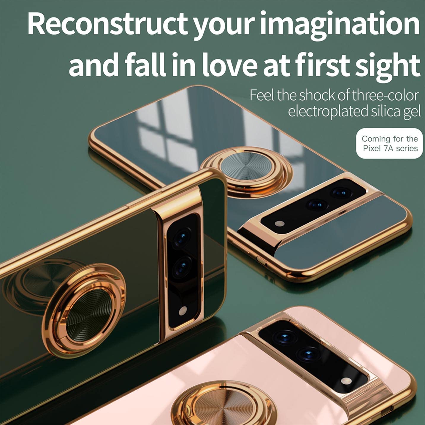 BORYA Ultra-Dünne Hülle Für Google Pixel 9 – Mit Goldrand, 360° Ringständer & Magnetfunktion