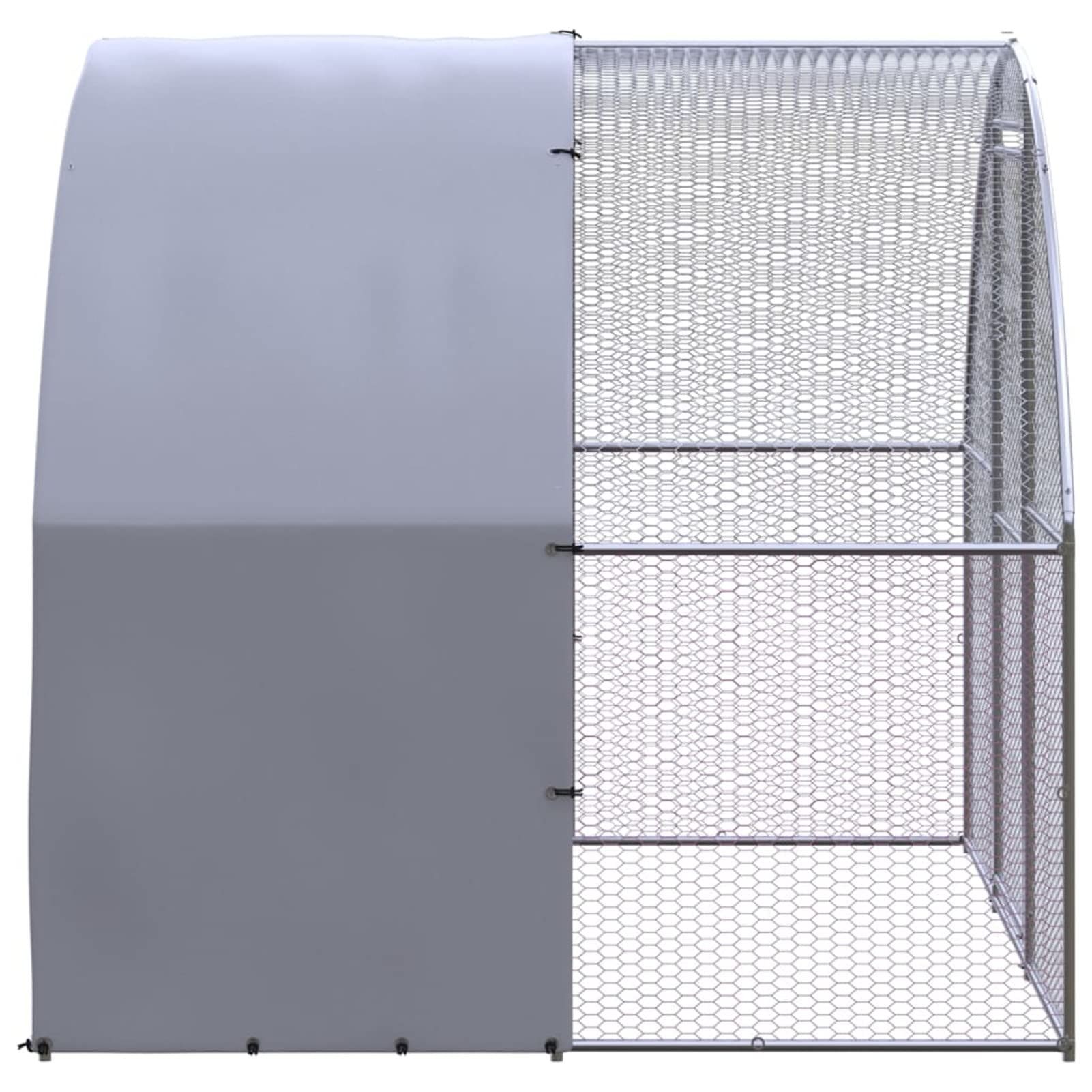 Festnight Gallinero de Exterior Grande 3x2x2 m con Tejado de Tela Oxford Perrera de Exterior con Toldo Jaula de Acero Galvanizado para Gallinas Conejos Aves de Corral Plata