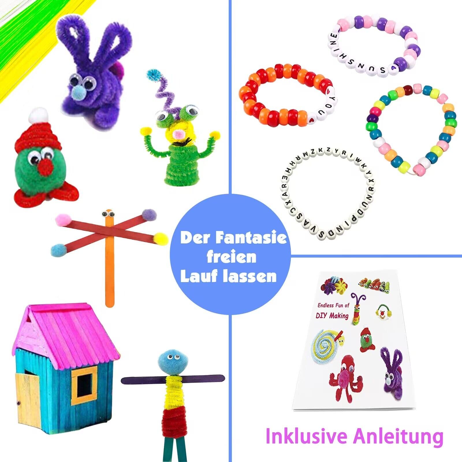 2000 sztuk zestaw do majsterkowania dla dzieci, do rzemiosła artystycznego, do majsterkowania, do czyszczenia, do fajek, pereł, kreatywny scrapbooking, zestaw do majsterkowania, dla dziewcząt i