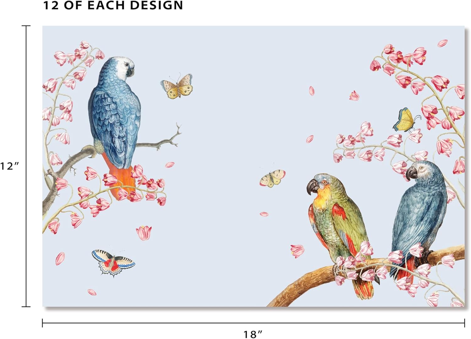 Paper Placemats 12x18 inch Disposable 24 Pack, 2 Botanical Bird Cottagecore Designs, Mother Day Baby Shower Tea Brunch Spring Table Decor, Tear-Off Pad Hosting Supplies for Home Travel Meals Gift