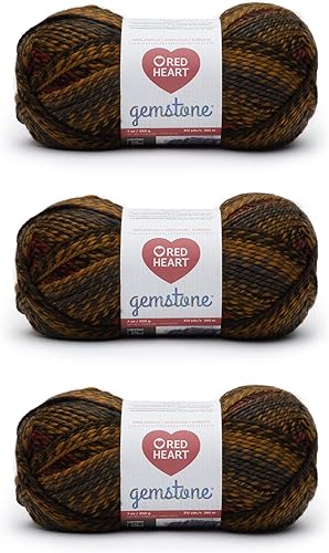 Miniatura 3 de Red Heart Hilo de esmeralda de piedras preciosas  Paquete de 3 unidades de 7 onzas  Acrílico  5 voluminosos  312 yardas  Tejido, ganchillo y