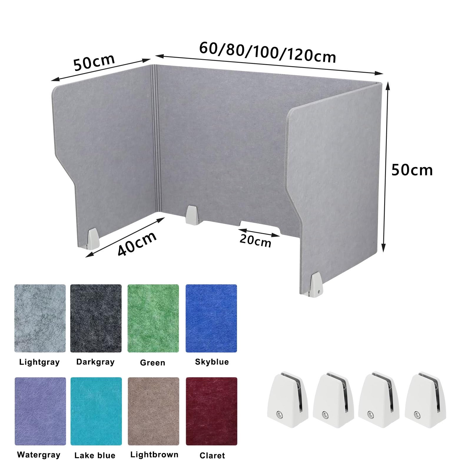 Separador Acústico De Escritorio, Separador De Mesa Absorción De Sonido, 60 80 100 120cm Divisor Acústico Para Escritorio, Independientes, Para Oficina, Biblioteca, Escuela(Lightbrown,120cm)
