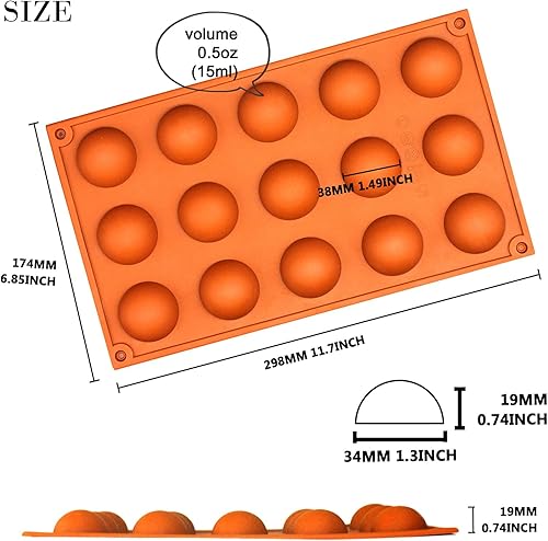 Miniatura 3 de FUNSHOWCASE Molde de silicona de medio círculo, molde para hornear bombe teacake, tamaño surtido, 4 en juego