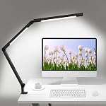 LED Desk Lamp with Clamp, Architect Desk Lamp with Dual Light and Adjustable Swing Arm, Clip-on Eye-Care 4 CCT Modes & 5 Brightness Levels Table Light Modern Desk Light for Dorm Home Office