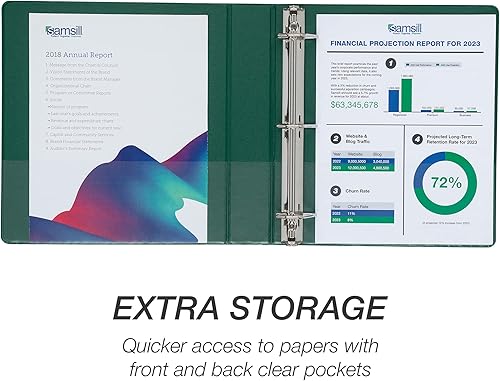 Vista 394 de Samsill Carpeta duradera de 1.5 pulgadas, fabricada en los Estados Unidos, carpeta de anillos en D, carpeta transparente personalizable, surtido