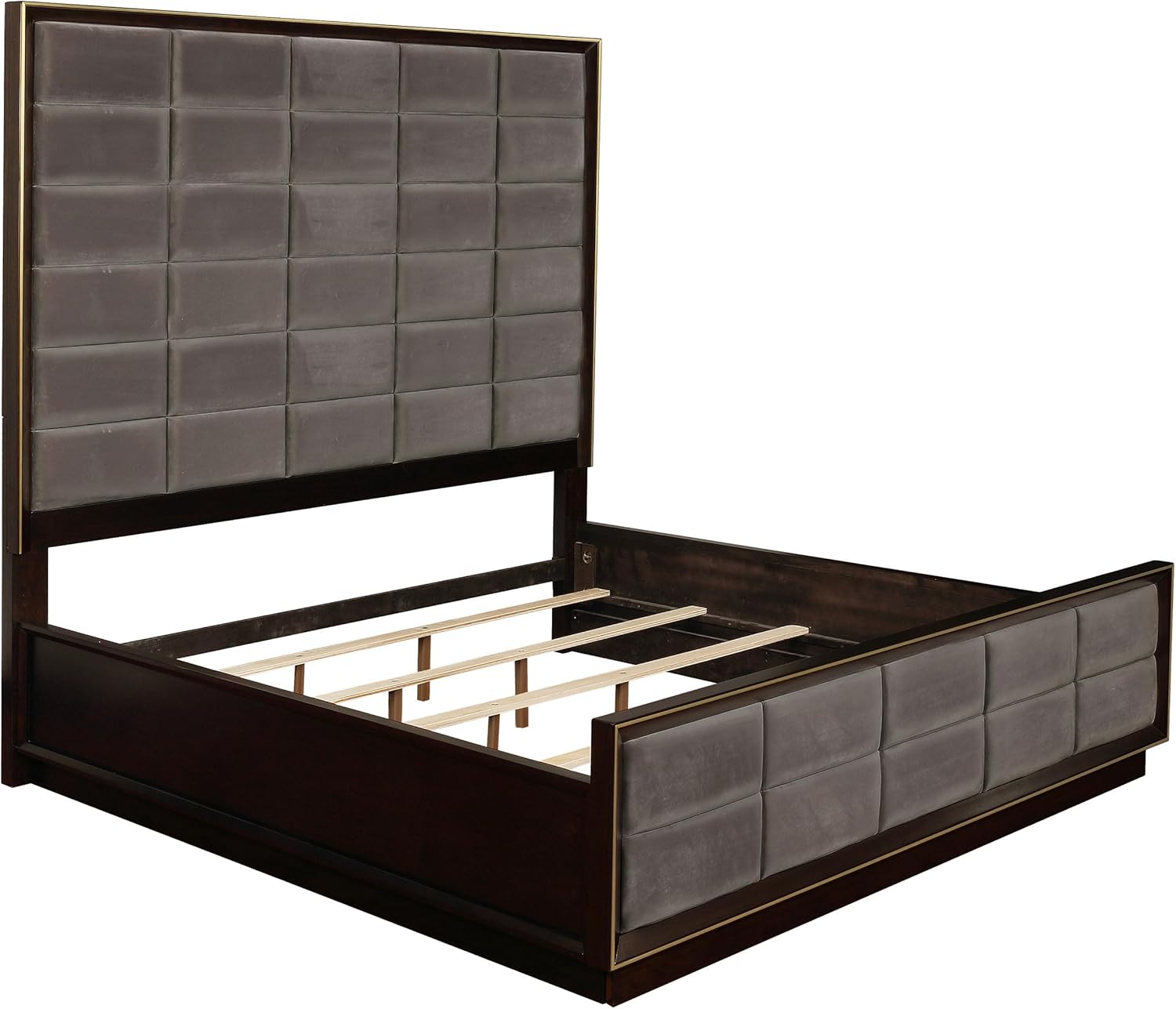 Coaster Home Furnishings - Durango - Wood - Upholstered Queen Panel Bed with Channel-Tufted Headboard and Rectangular Shape – Bedroom – Smoked Peppercorn - 223261Q