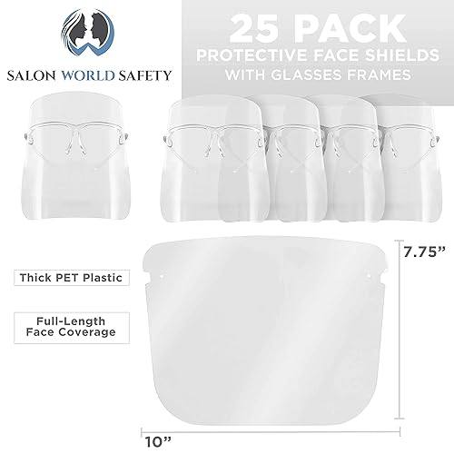 Miniatura 2 de TCP Global Salon World - Protectores faciales completos con marcos de gafas paquete de 10 ultra transparentes para proteger los ojos la nariz la
