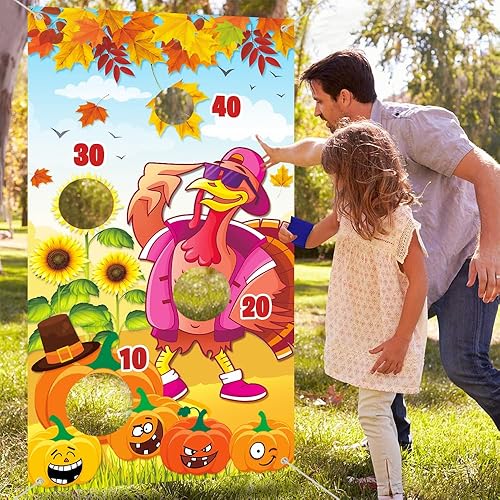 Miniatura 7 de Juegos de festival de otoño, divertido juego de lanzamiento, con 4 bolsas de frijoles, pancarta premium, accesorios y bolsa de almacenamiento,