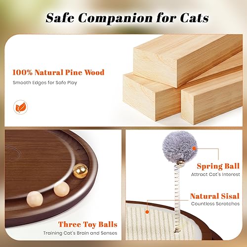 Miniatura 5 de Rascador para gatos, almohadilla de sisal natural para gatos, juguete interactivo con bola de resorte para perseguir caza, rompecabezas de ejercicio