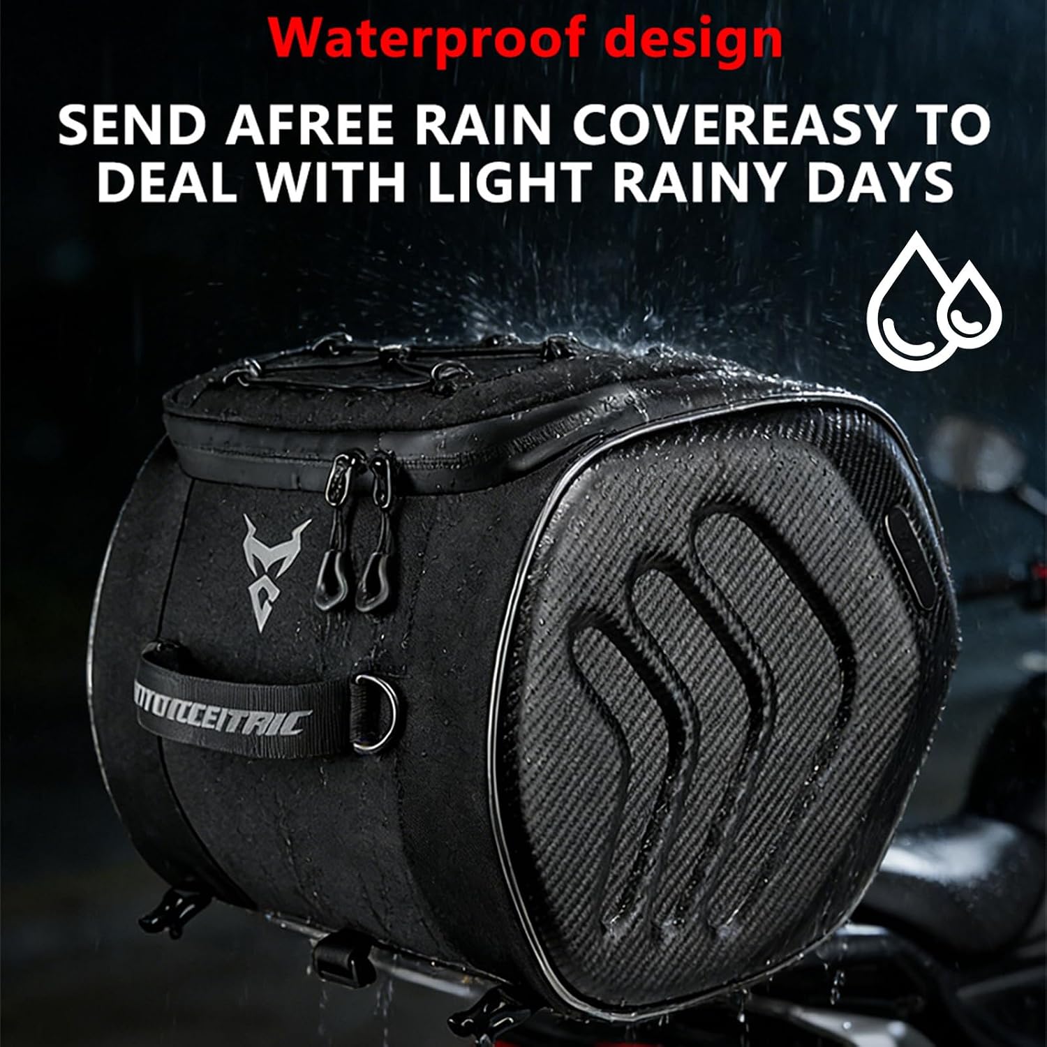 MOTOCENTRIC Expandable Motorcycle Tail Bag 20L Waterproof Helmet Luggage