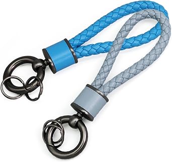 XIMEO Lanyard Keychain Strap Braided PU Leather Keychain with Ring for Car Keys, House Keys, Bags, Daily Use