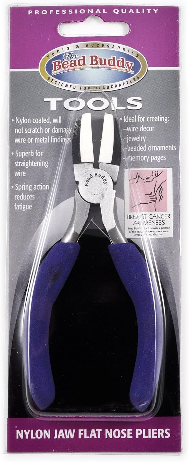 Bead Buddy Nylon Jaw Flat Nose Pliers - Great for Creating Jewelry, Beaded Ornaments, Wire Decor - Nylon Coated, Won't Scratch or Damage Wire or Metal Findings