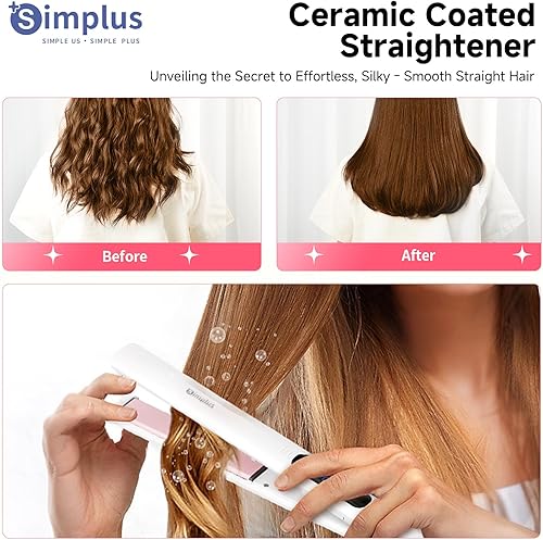 Miniatura 6 de SIMPLUS Alisadora de pelo, plancha de cerámica de calentamiento rápido de 10 segundos, temperatura variable, 1 pulgada, 446 F, alisador de pelo