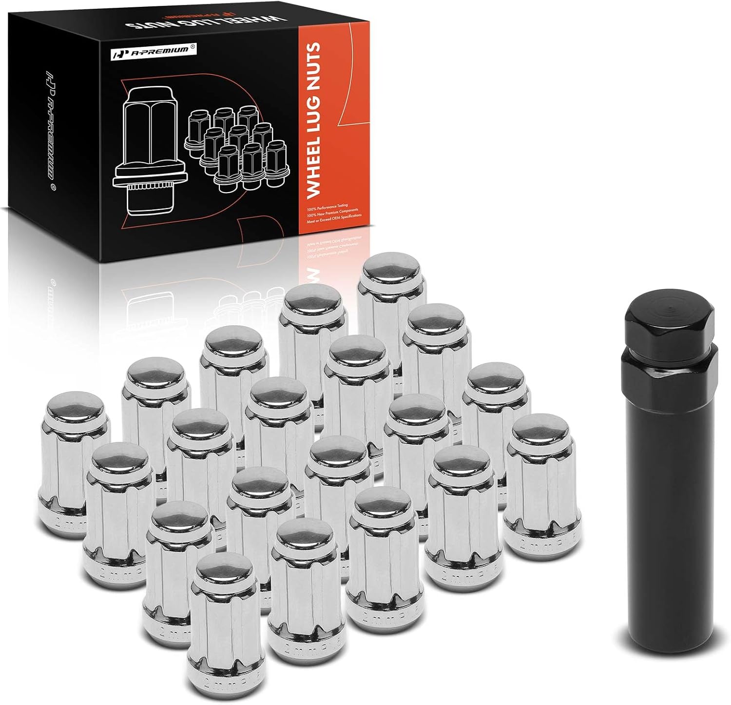 A-Premium 21-PC M12-1.5 Wheel Lug Nuts Compatible with Honda CR-V, Civic, Accord, Fit, CR-Z, S2000, Accord Crosstour & Hyundai Elantra, Sonata, Accent & Kia Optima, Forte, Niro, Cadenza, Front & Rear