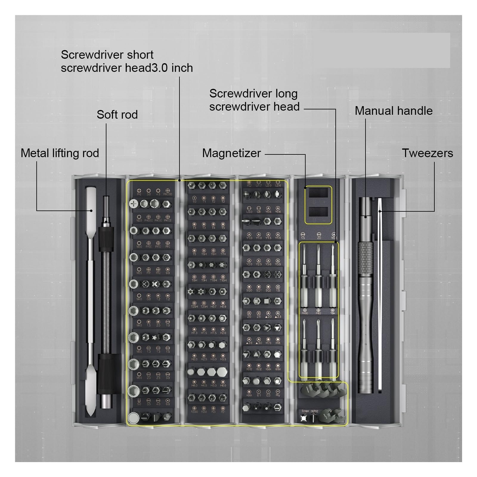 128-in-1-Präzisions-Magnetschraubendreher-Bit-Set for Kamera-Computer-Handy-Reparatur