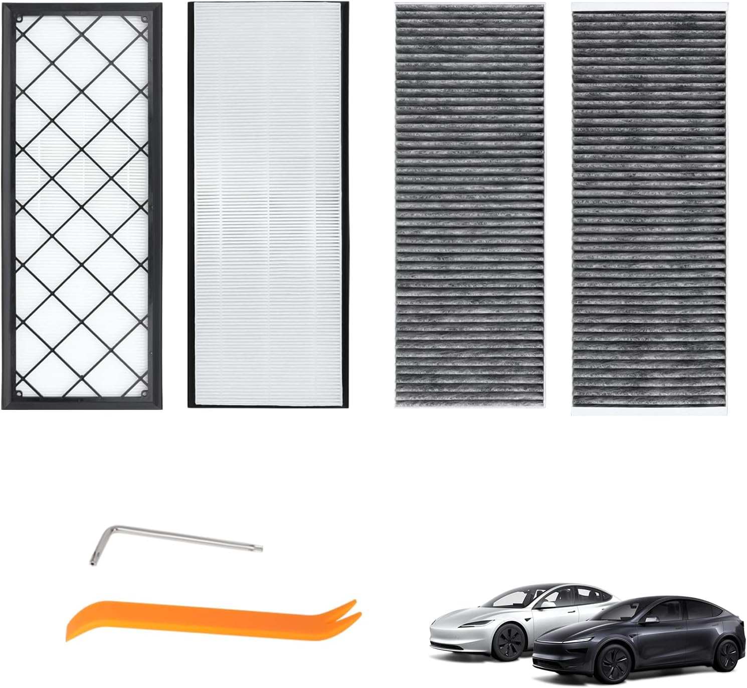 エアインテークフィルター Tesla Model Y 2020-2025 2026 ジュニパー用、4パック フロントトランク HEP