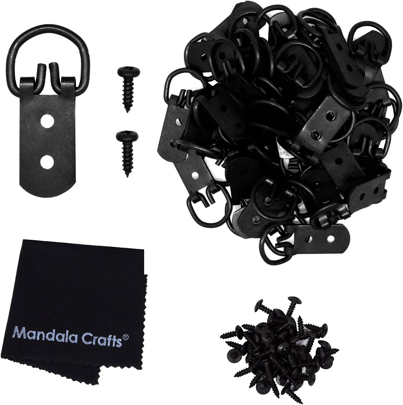 Mandala Crafts D Ring Picture Hangers Picture Hanger with Screws D Hooks for Picture Hanging