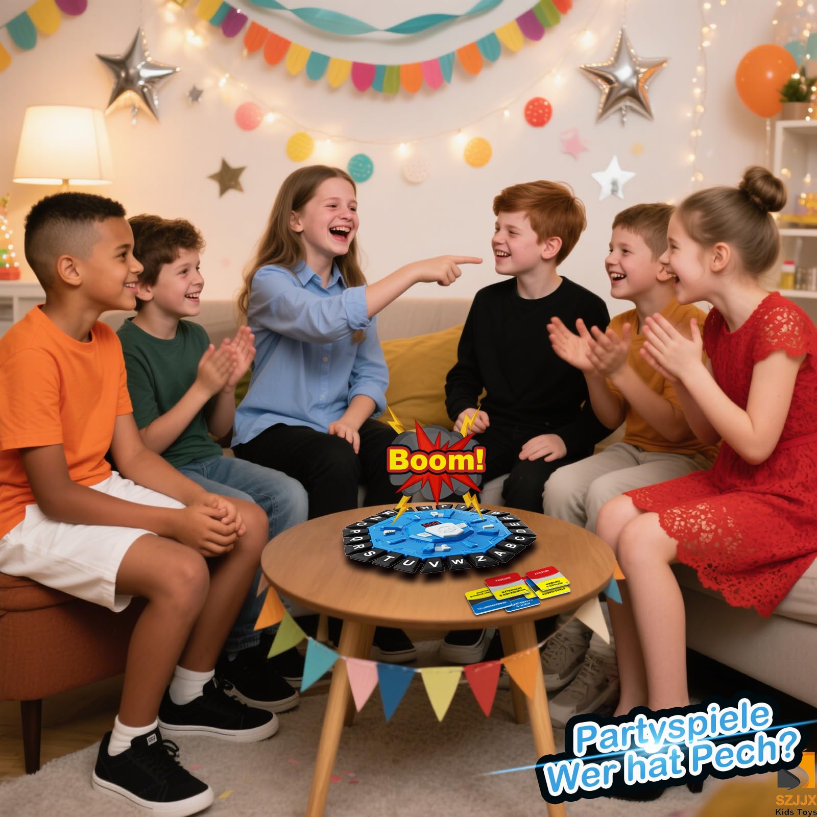Wortspiel, Brettspiele für Kinder und Erwachsene mit 2 Modi, 24 Tasten Buchstaben Drücken Familienspiel Partyspiele mit Deutscher Aussprache,Puzzlespiel für Jungen und Mädchen ab 3 Jahren,2–8 Spieler