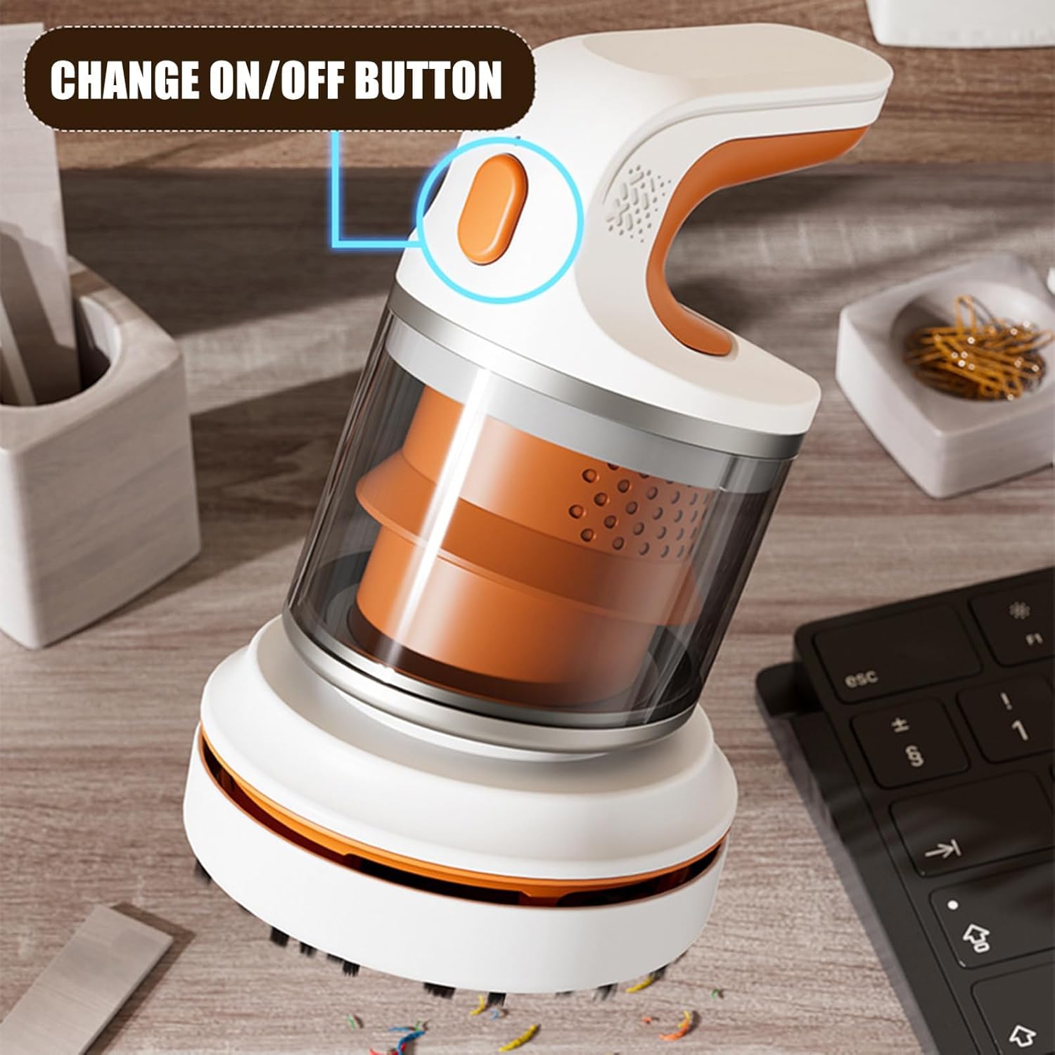 Duster Vacuum | Handheld Cordless Cleaning Device | Computer Vacuum Cleaner - for Travel Desk Floor Table Offices Indoor Outdoor