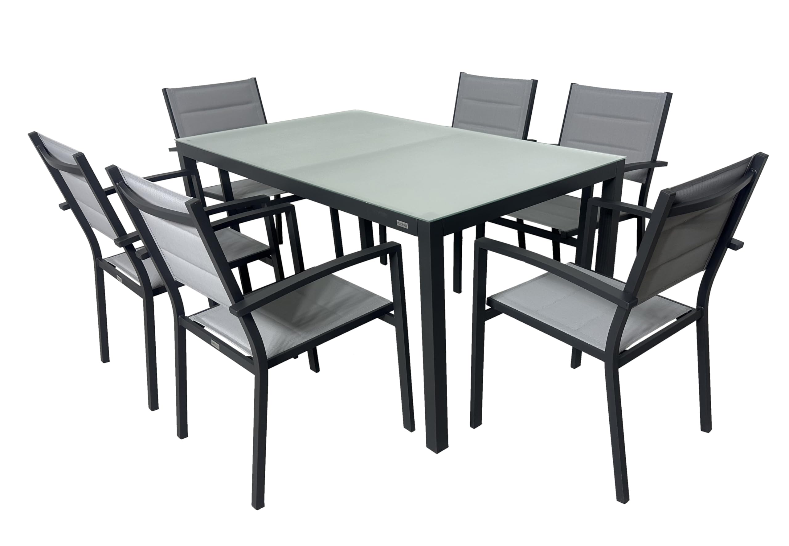 MOMMA HOME Mesa Jardin Aluminio y Cristal TempladoMesa Comedor Rectangular de Exterior 6 Personas Aire Libre Medidas 150x90x74 cm (Gray)
