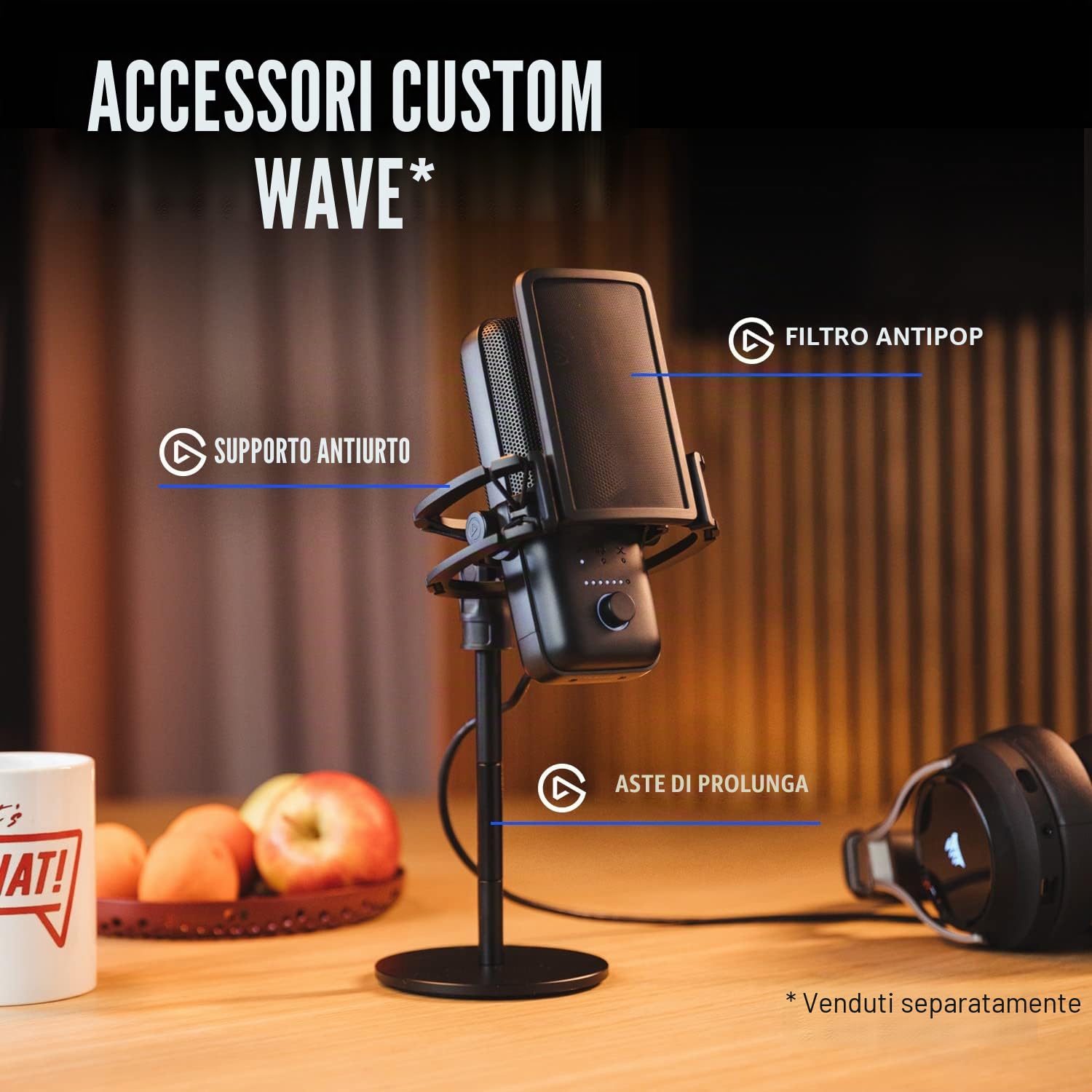 Elgato Wave:3, microfono condensatore USB premium per streaming, podcast, gaming e home office, software di mixaggio gratis, plug-in per effetti audio, anti-distorsione, plug ’n play, per Mac e PC