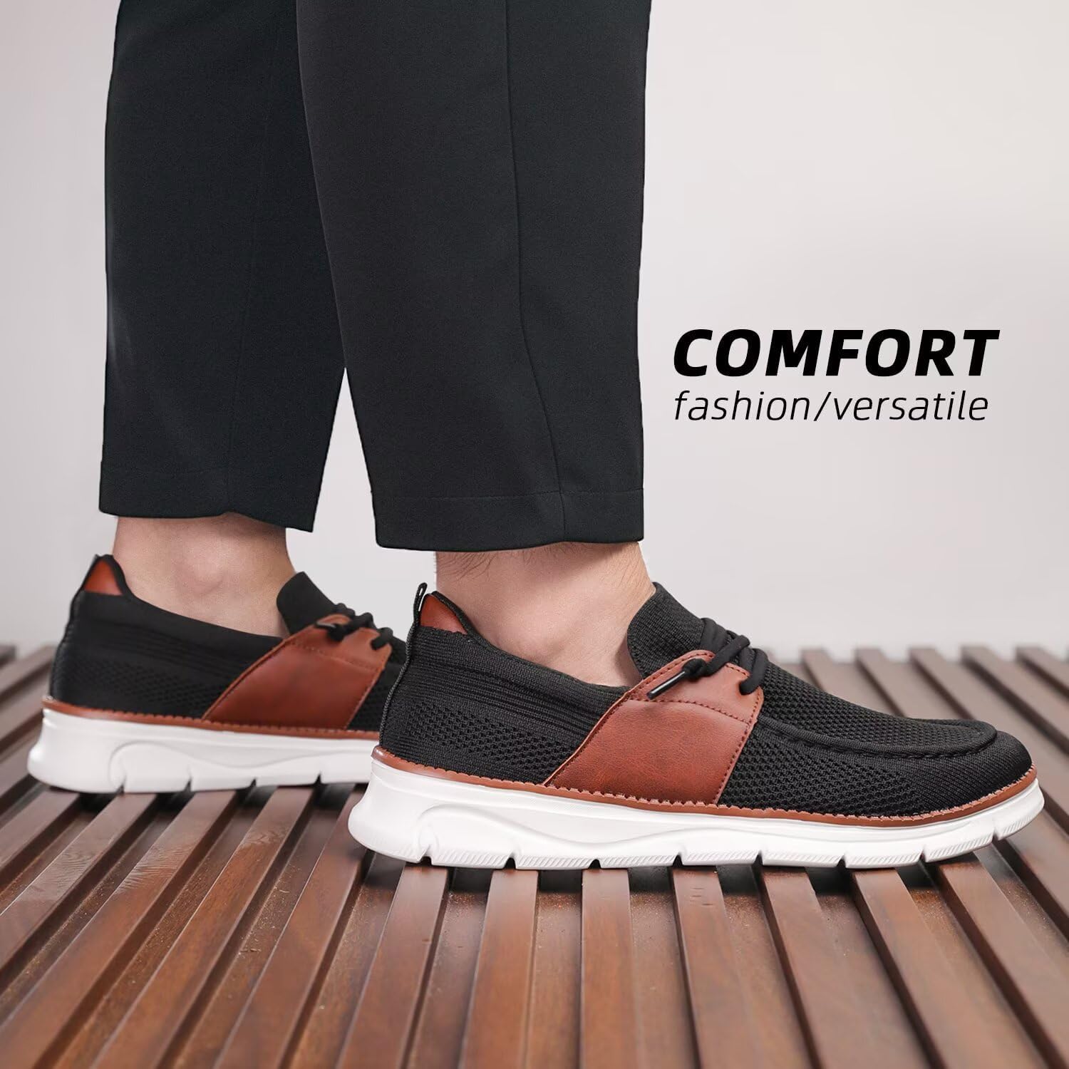 Mens Casual Slip in Boat Shoes Fashion Lightweight Slip On Loafers Walking Beach Sneakers Work Mesh Oxfords Soft Sole - Image 2