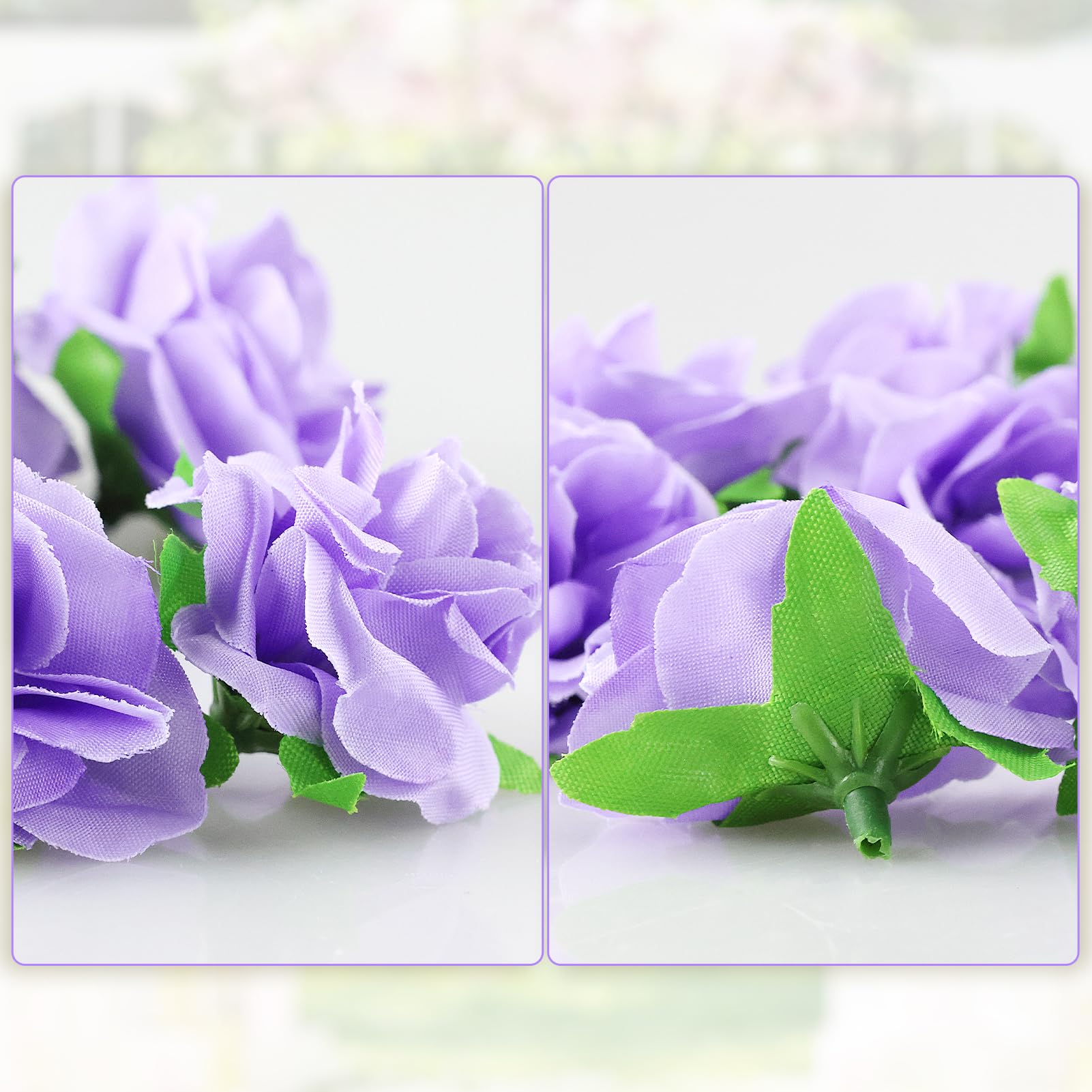 HXMJIED 50 Stück realistische künstliche lila Rosenblüten Köpfe für Hochzeit, Party, Album & Gartendekoration, Basteln
