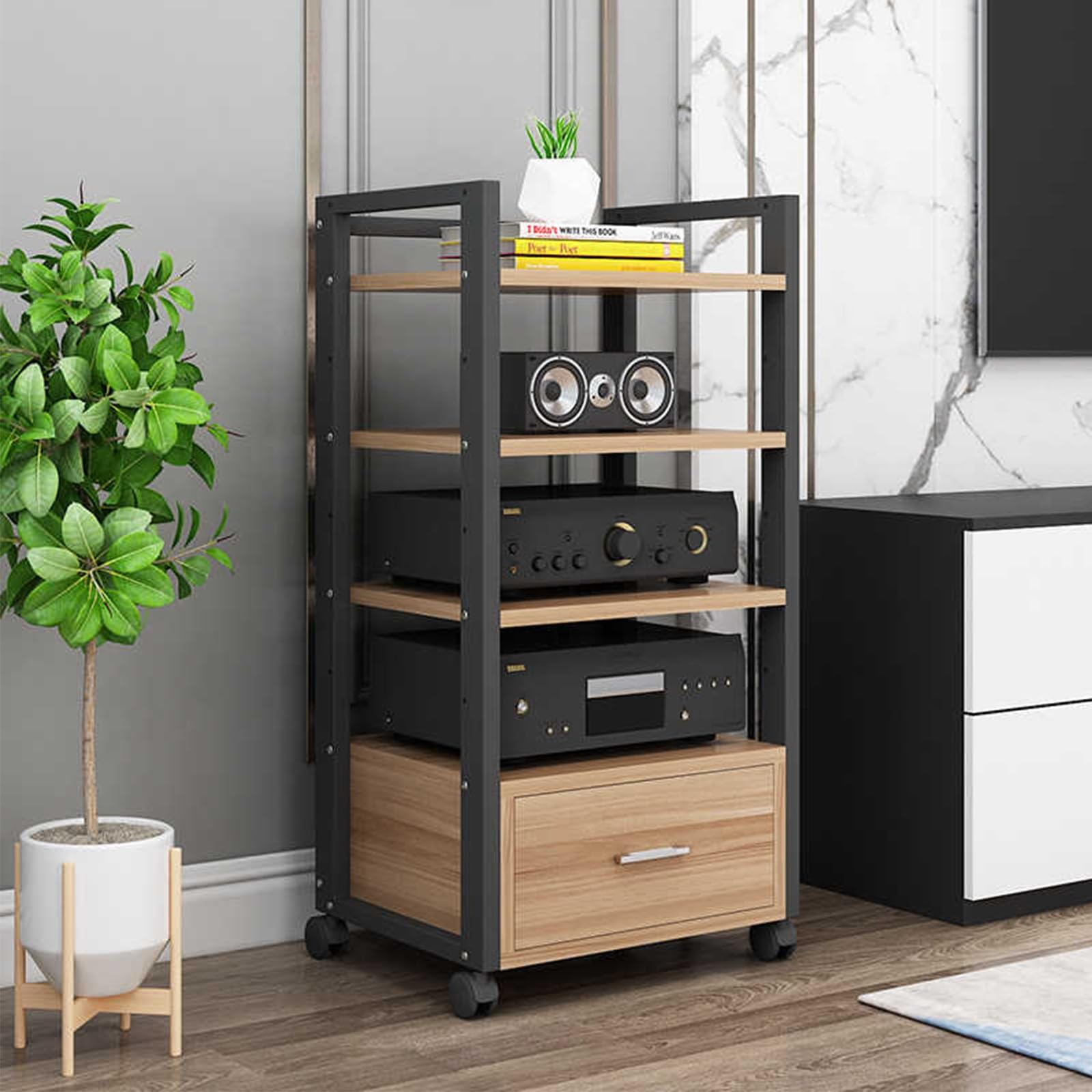 Coffret en bois rack AV pour cacher les câbles de platine et lecteur vidéo