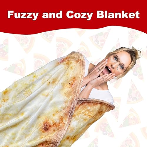 Miniatura 5 de Manta de pizza de queso para adultos, manta grande de franela suave y cómoda para niños, novedad de cosas raras y regalos de broma para estudiantes