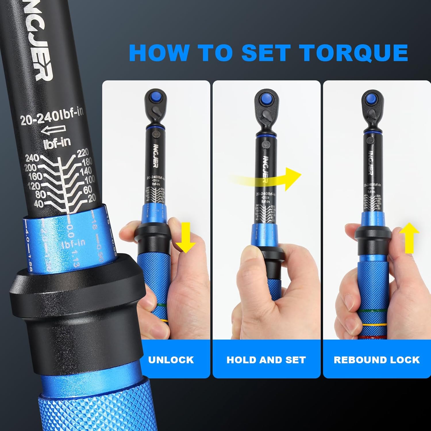 Torque Wrench, UPGRADE Mini 1/4" Drive Click Torque Wrench,20-240in.lb,Dual-Direction Adjustable 72 Tooth Click 1/4 InchTorque Wrench Bicycle for Bike, Motorcycle,Professionals & DIYers