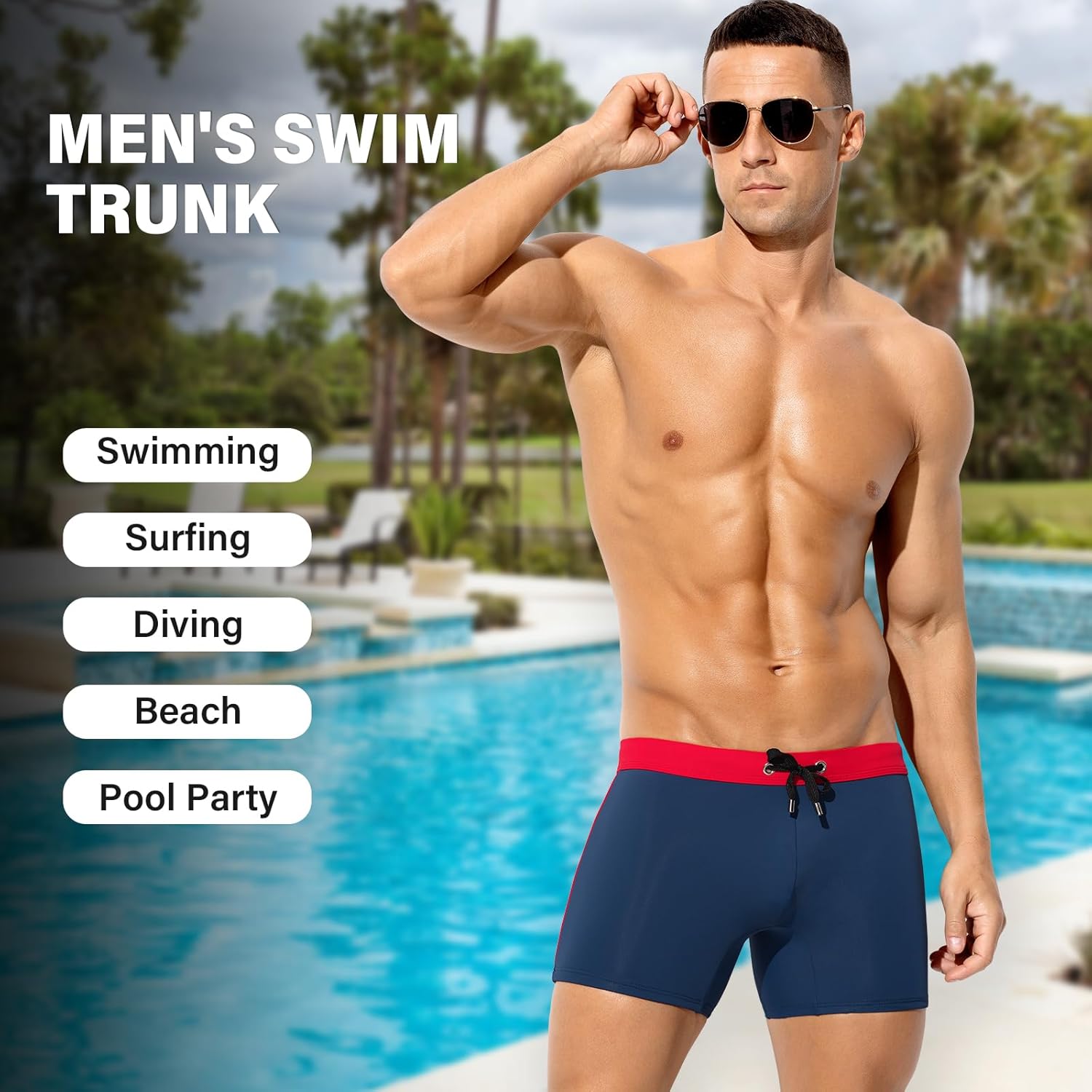 Arjen Kroos Mens Swim Trunks Quick Dry Swim Briefs Color Block Swimwear Bathing Suit with Drawstring - Image 4