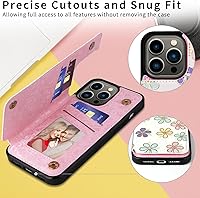 Vista 12 de UEEBAI Funda tipo cartera para iPhone 15 Pro Max con tarjetero, cubierta de cuero PU con soporte, bloqueo RFID, doble cierre magnético, relieve