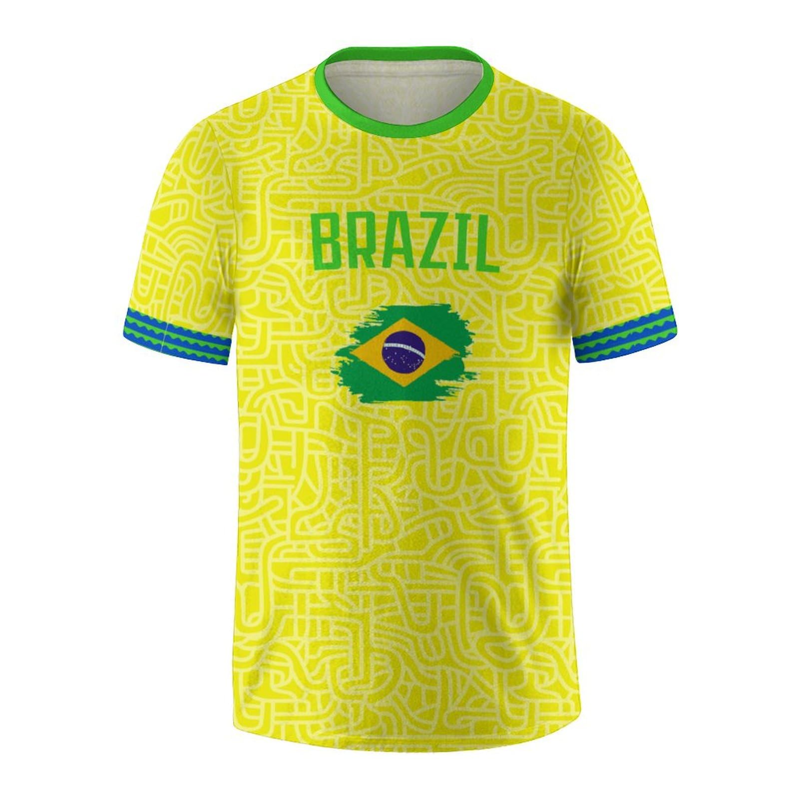 Soccer National T-Shirt Uniforms Printing Short Sleeve Shirts for Men Fans Apparel Gifts S-2XL, For B-ra-zil, L