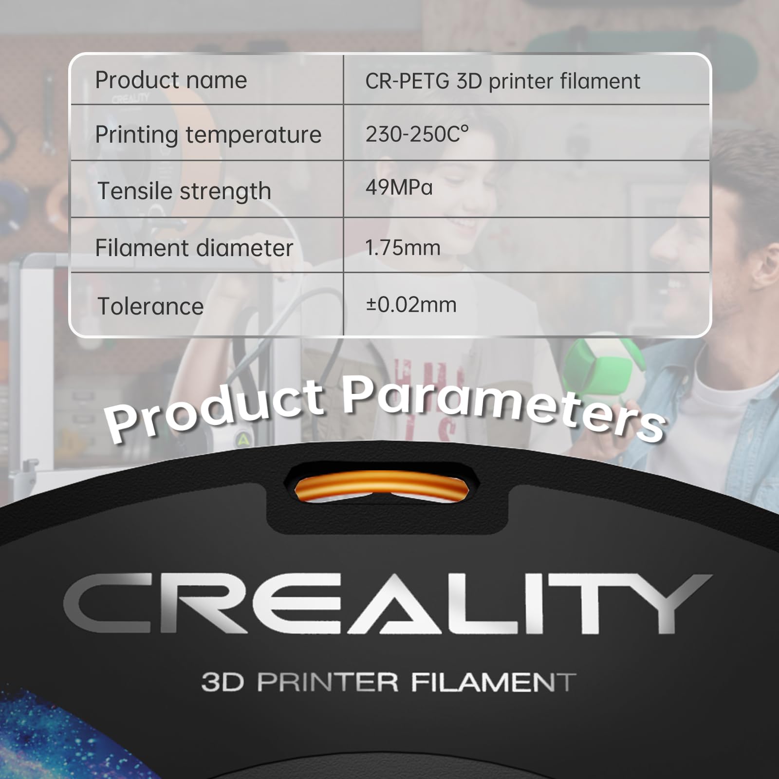 Creality PETG Filament, Doskonała Wydajność i wysoka wytrzymałość, Filament PETG do Drukarki 3D 1,75 mm, Dokładność Wymiarowa +/- 0,02 mm, 4 kg (8,8 lbs) do Drukarek 3D FDM, 4 Biały PETG