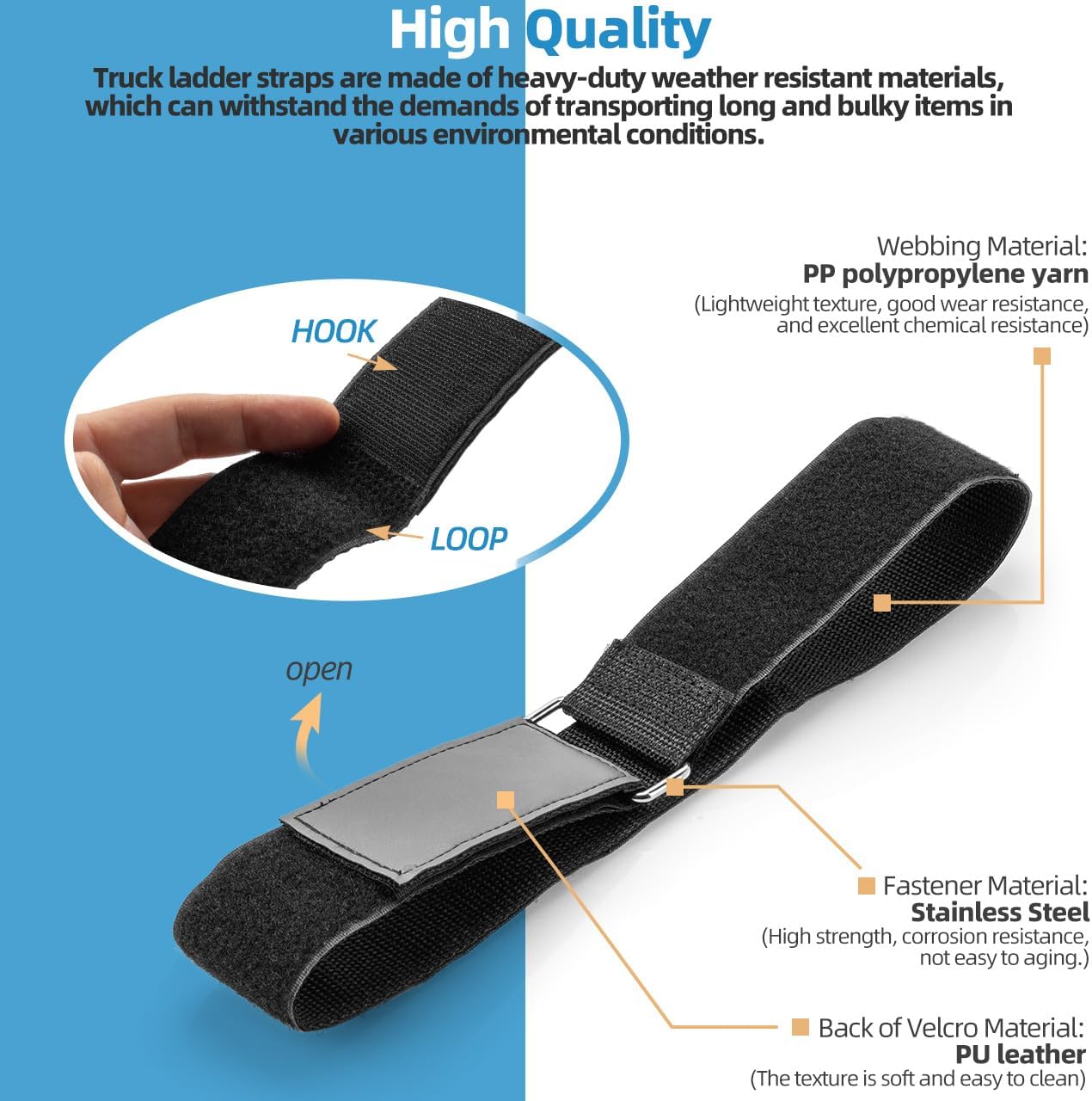 Reusable Ladder Straps, Ladder Rack Tie Down Straps with Nylon Hook & Loop image 4