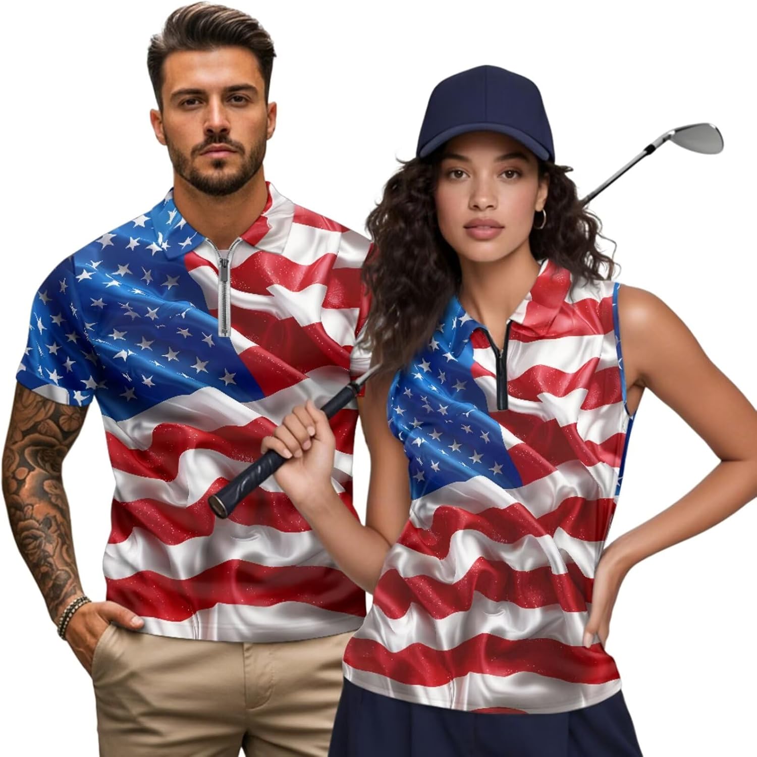 NDISTIN Matching Couple Golf Shirts Sleeveless Golf Shirt for Women Men's Regular Fit Shirts Couple's Golf Apparel