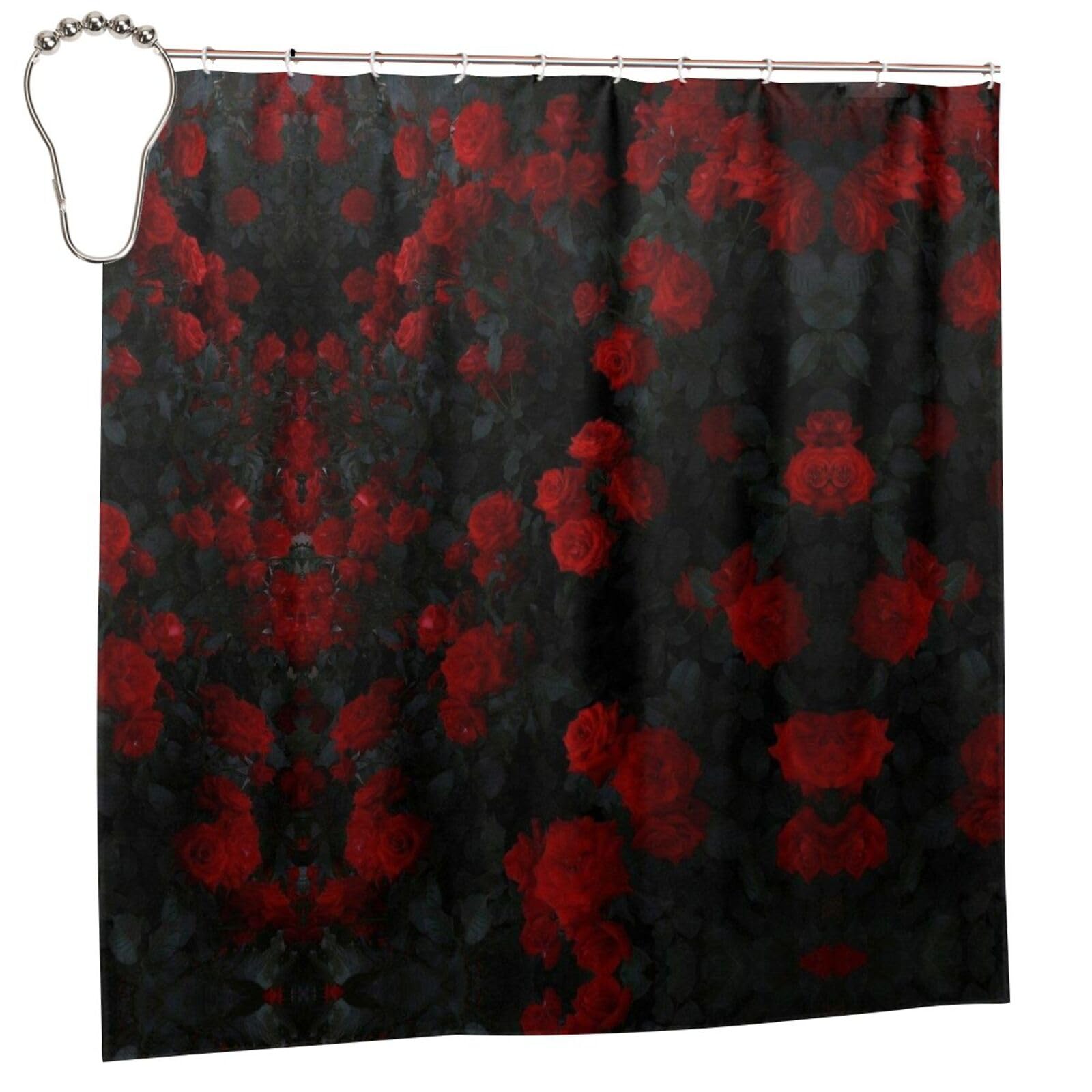 Rideau de douche rose rouge noir tendance grand format 183x183 pour baignoire