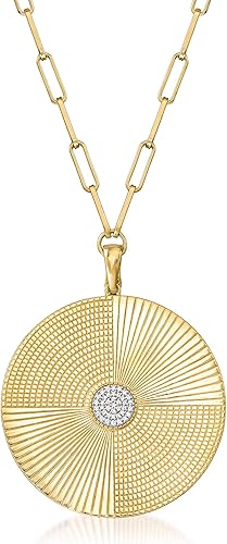 Ross-Simons Collar con colgante de diamante de 0,10 quilates en oro de 18 quilates sobre plata de ley