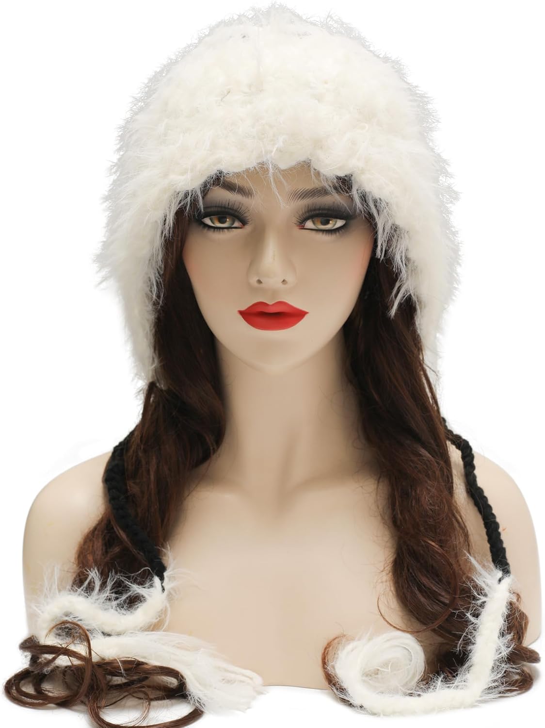 ZLYC Winter Faux Fur Slouchy Beanie Hat for Women Warm Knit Stretch Cuffed Skull Cap - Image 2