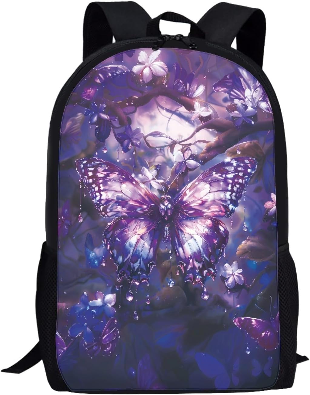 Coloranimal Beautiful Purple Butterfly Backpack for Women and Men School Backpack with Adjustable Strap Bookbags Laptop Bag Shoulder Bag Camping Travel Bag
