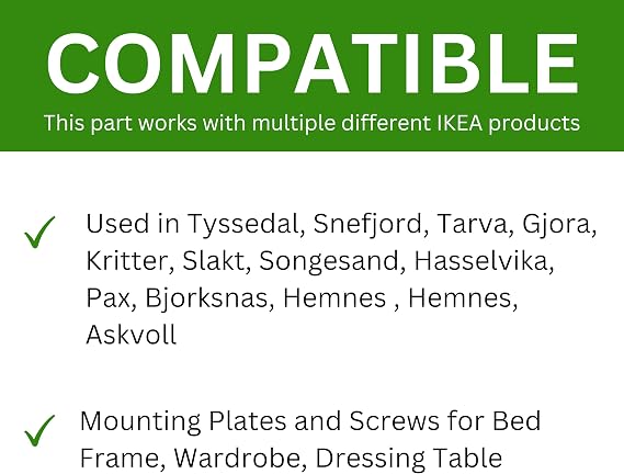 Spare Hardware Parts Replacement for IKEA Bed Frame Part 139301 (Mounting Plate) and 105307 (Screws)