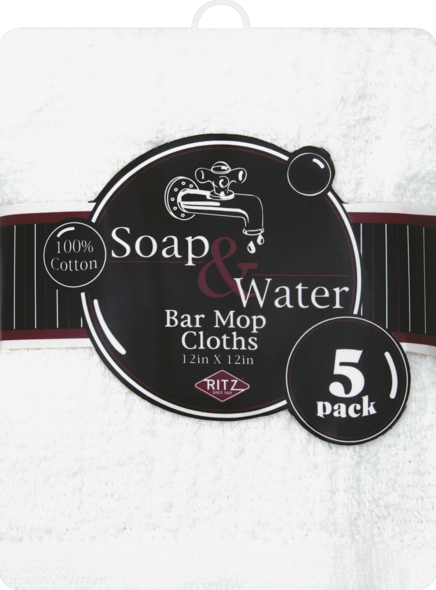 Ritz White Cotton Bar Mop Dish Cloth 5 pk